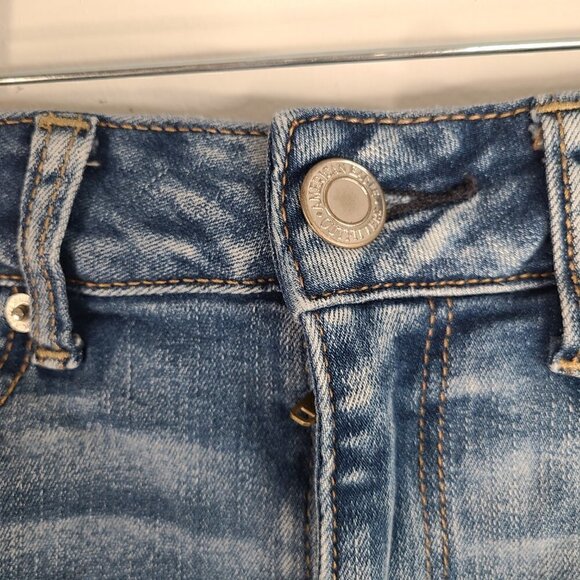 American Eagle Next Level Stretch Distressed Denim Skirt Y2K - Picture 6 of 8
